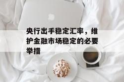央行出手稳定汇率，维护金融市场稳定的必要举措
